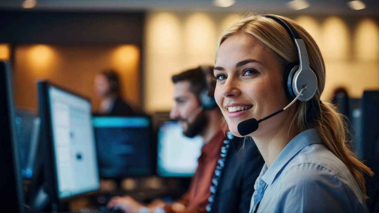 customer service representatives in front of their computers