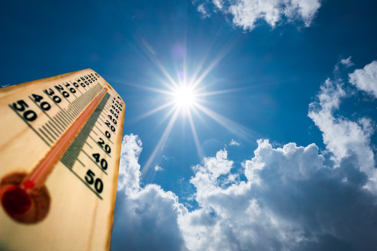 thermometer showing high temperature under the sun